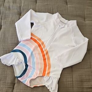 Kids White and Orange Rashguard Swimwear